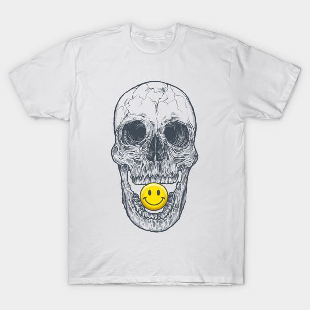 Smiley Skull T-Shirt by rcaldwell